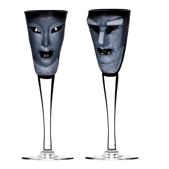 Målerås Glasbruk - Masq Kubik & Electra Snapsglas 2-pack Svart