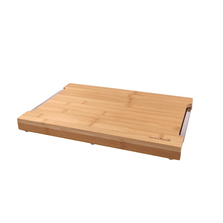 Skärbräda bambu 41 x 28 cm, med rostfria kantiner (201)