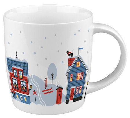Mugg med vintermotiv i blått, 20 cl