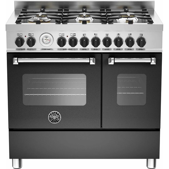 Bertazzoni MAS906 Gasspis 90 cm, 2 ugnar, 6 brännare, modell XT, Svart