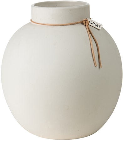 Rund Vas Stengods 22 cm - Vit