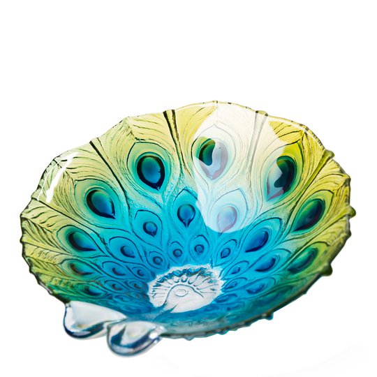 Målerås Glasbruk - Påfågel Skål 20 cm Turkos