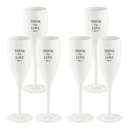Koziol - Cheers Champagneglas med text 6-pack Think Less Love More