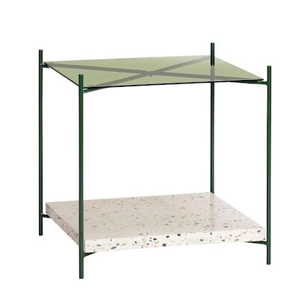 Soffbord Terrazzo/glas/metall Grön