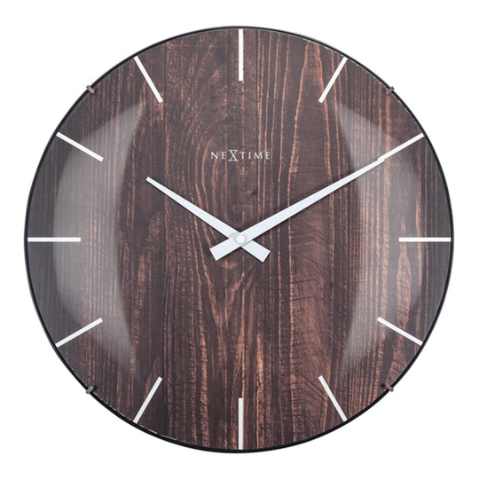 NeXtime - Edge Wood Dome Väggklocka 35 cm Mörkbrun