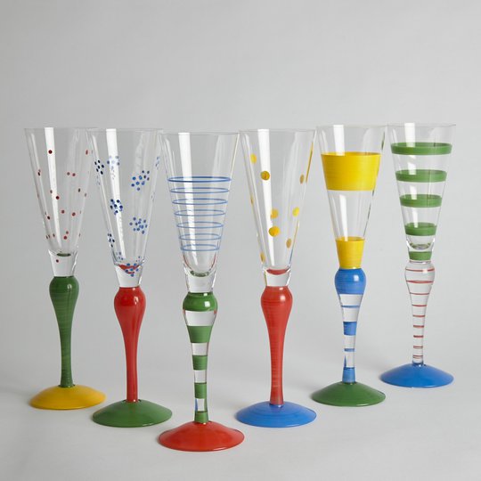 Orrefors - SÅLD Champagneglas "Clown" Anne Nilsson 6 st