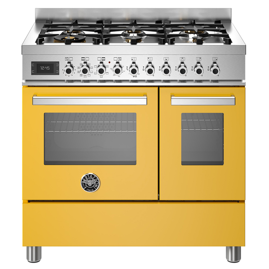 Bertazzoni PRO96L2EGIT Professional gasspis med dubbelugn, 90 cm, gul
