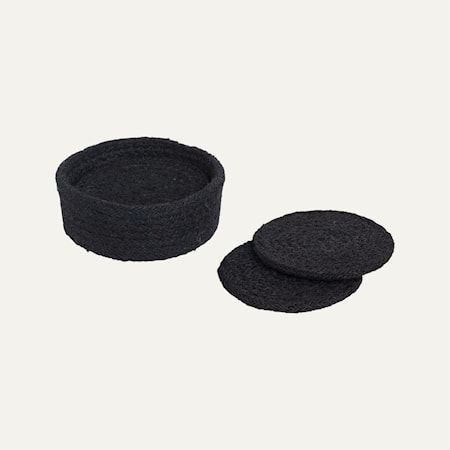 Ella Glasunderlägg 6-pack Jute ø10,5cm Svart