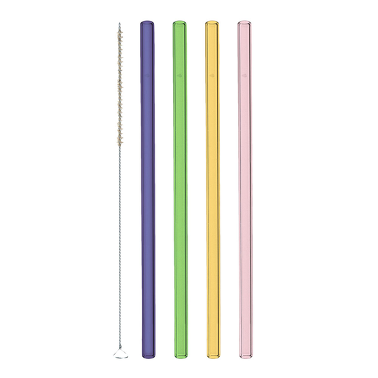 Leonardo - Ciao Sugrör i glas 20 cm + Borste 4-pack Flerfärgad
