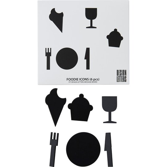 Design Letters Organise with Icons, Foodie Svart