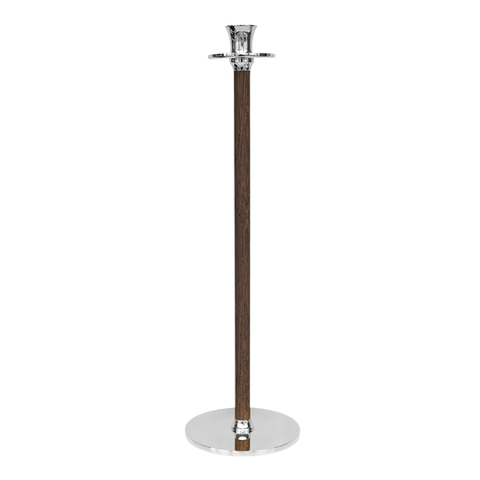 Hilke - Alto Basso Ljusstake 38 cm Förnicklad Mässing & Valnötsoljad Ek