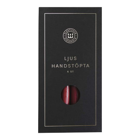 Eldstickan - Handstöpta Ljus 25 cm 6-pack Vinröd